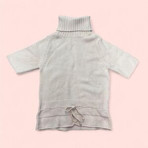 Cream Short Sleeve Turtleneck Sweater